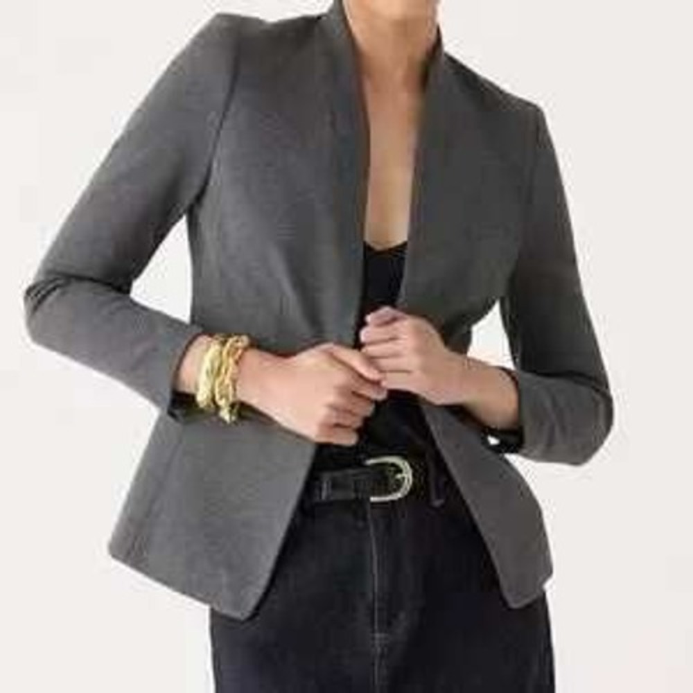 J.Crew Going-Out Blazer Charcoal Gray Ponte Knit Open Front Jacket H2743 Size 6